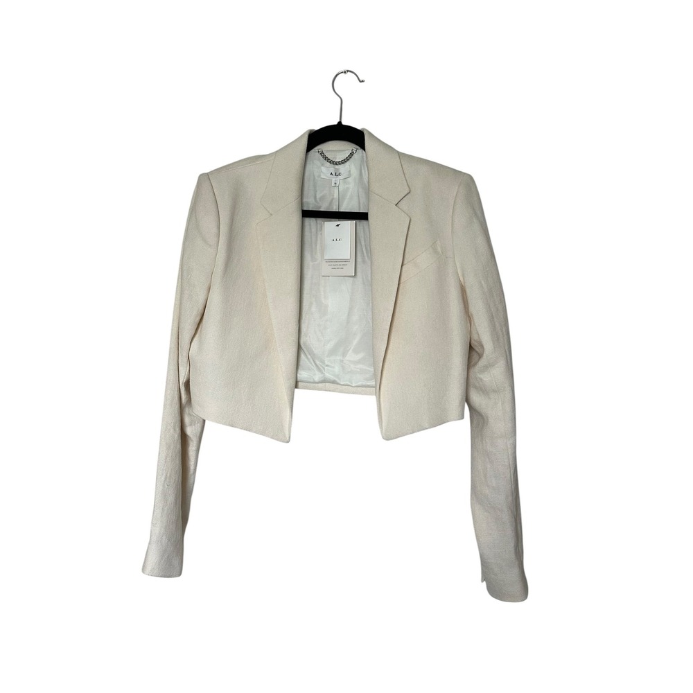 A.L.C. Andy Jacket Ecru Linen Blend Cropped Blazer Italian Fabric NWT Size 12